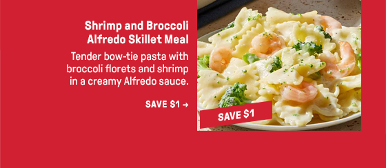 Shrimp and Broccoli Alfredo Skillet Meal