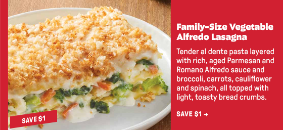 Family-Size Vegetable Alfredo Lasagna