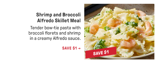 Shrimp and Broccoli Alfredo Skillet Meal