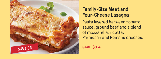 Family-Size Meat and Four-Cheese Lasagna