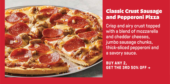 Classic Crust Sausage and Pepperoni Pizza