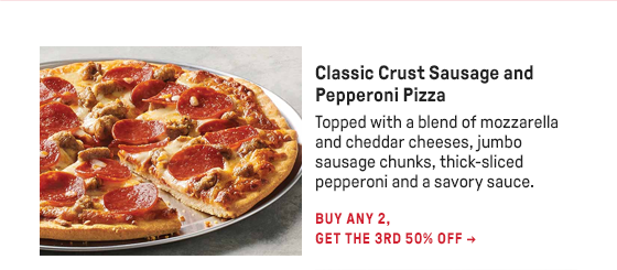 Classic Crust Sausage and Pepperoni Pizza