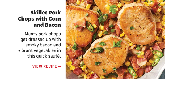 Skillet Pork Chops with Corn and Bacon