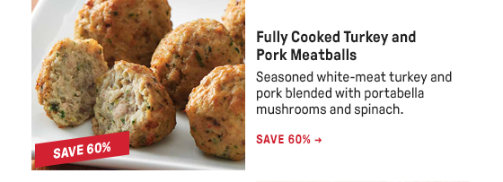 Fully Cooked Turkey and Pork Meatballs