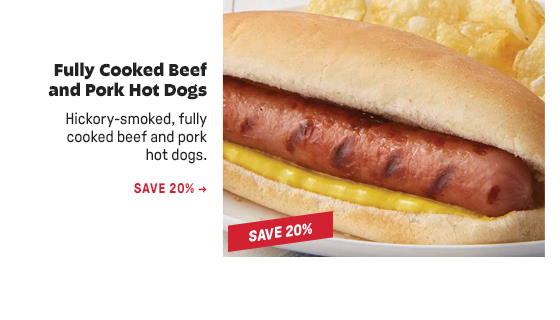 Fully Cooked Beef and Pork Hot Dogs