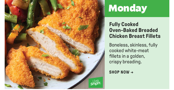 Monday Fully Cooked Oven-Baked Breaded Chicken Breast Fillets