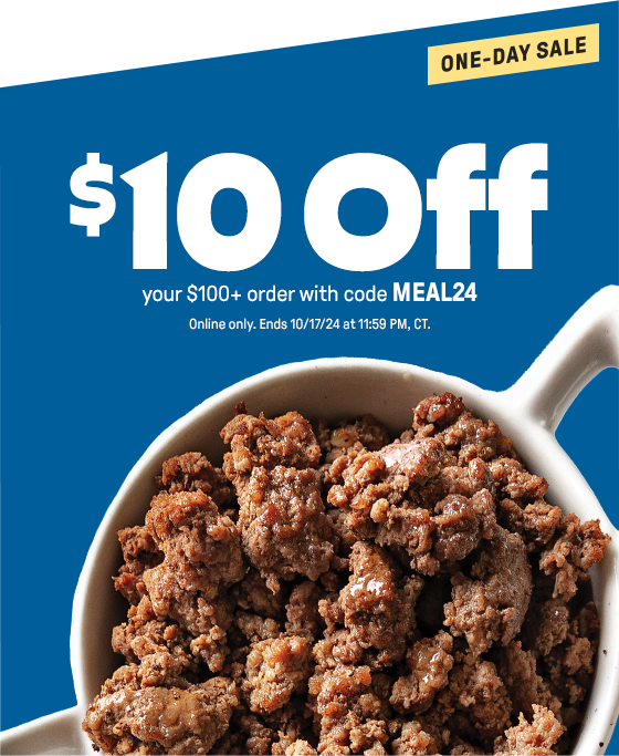 $10 Off your $100+ order with code MEAL24