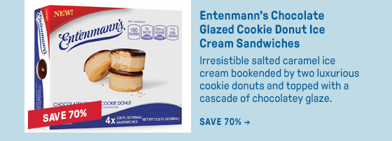 Entenmann's Chocolate Glazed Cookie Donut Ice Cream Sandwiches