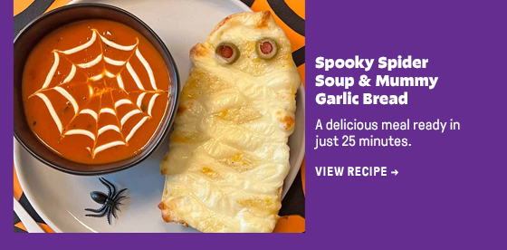 Spooky Spider Soup & Mummy Garlic Bread